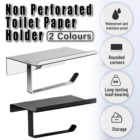 304 Stainless Steel Toilet Paper Holder Non-perforated Roll with Phone Rack AU