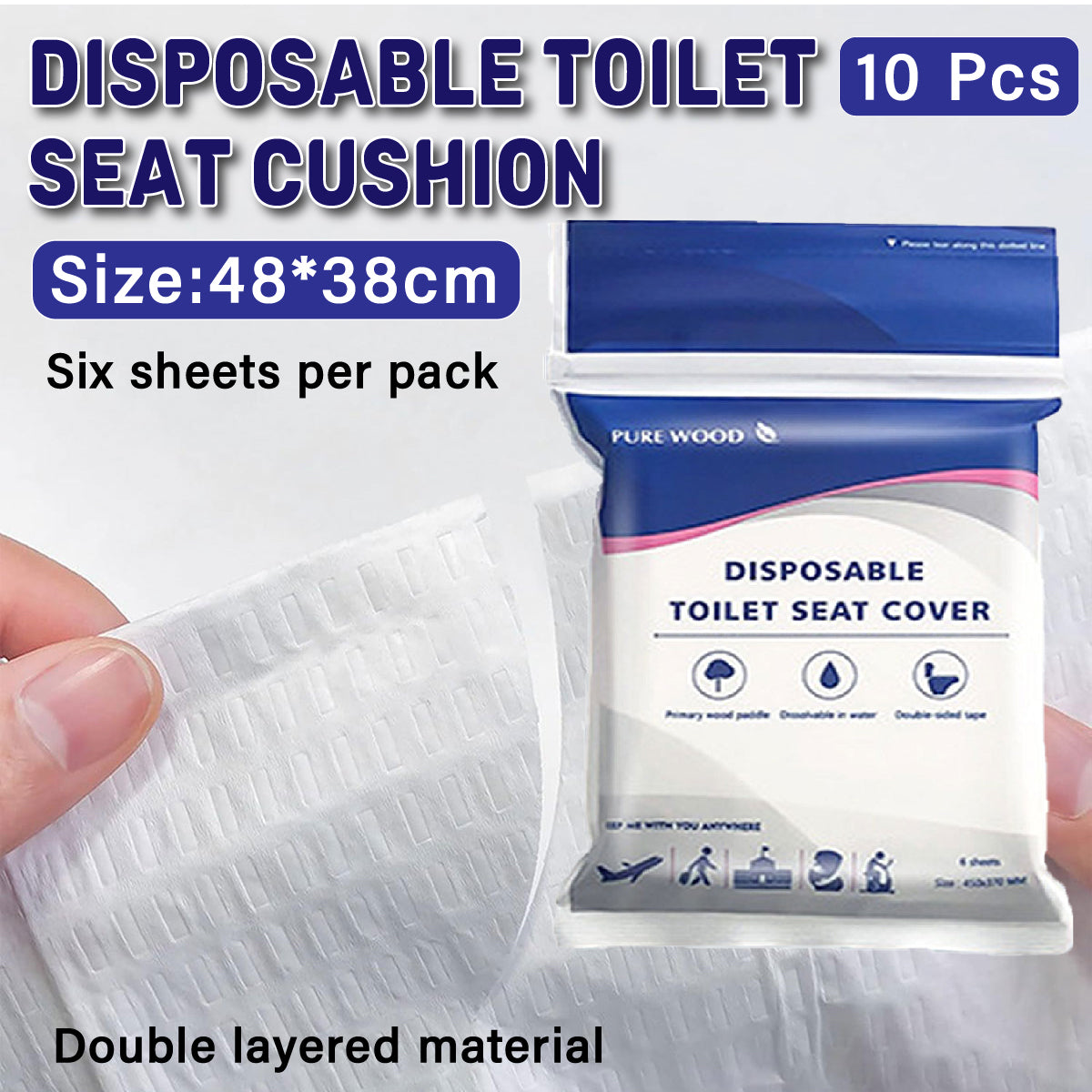 10PCS Disposable Water Soluble Toilet Seat Cover Travel Hygiene Paper Mat AU