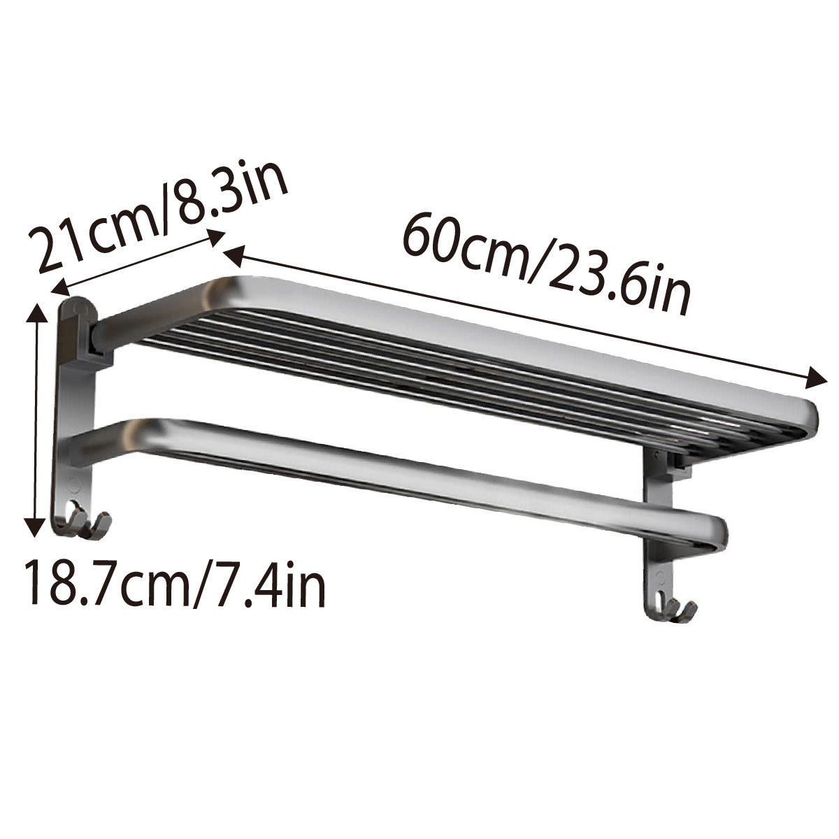 Grey Aluminum Towel Rack Punch-Free Bathroom Storage Towel Holder Home Organizer