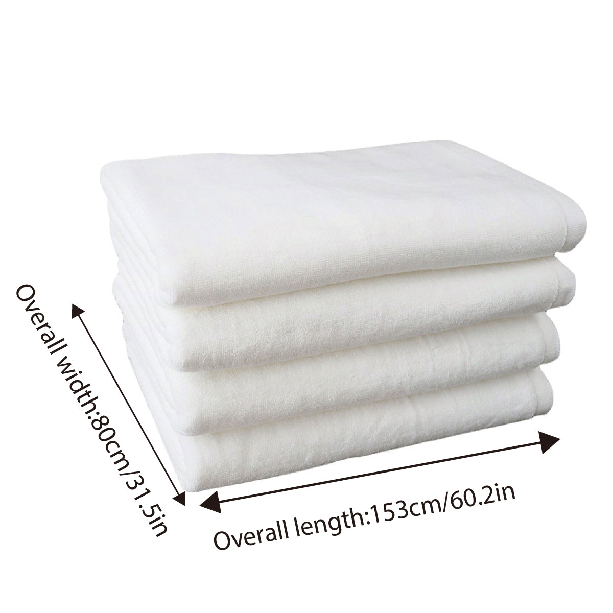 6pcs White Cotton Hotel Bath Towels Soft Absorbent for Spa Bathroom