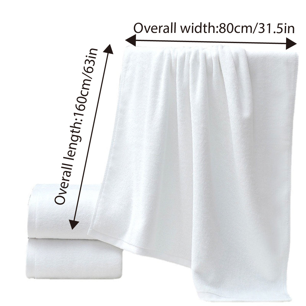 6pcs White Cotton Hotel Bath Towels Soft Absorbent for Spa Bathroom
