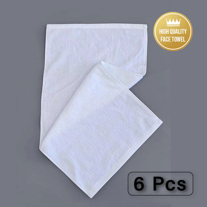 6pcs Absorbent White Cotton Bath Towels for Hotel & Home Use