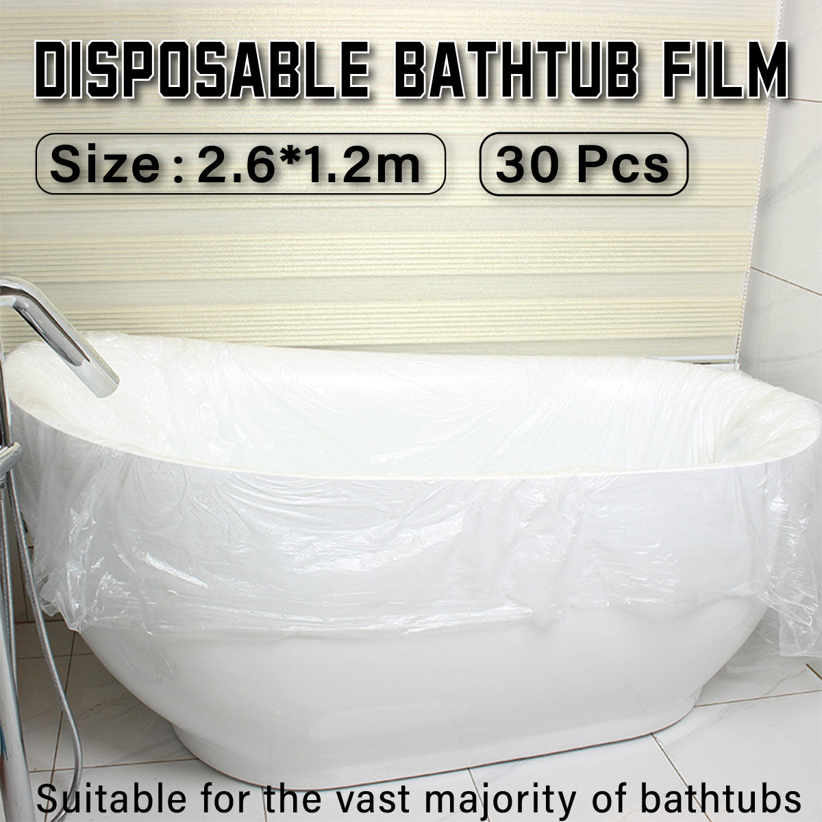 30 Pcs Disposable Bathtub Liner Film for Hotel and Spa