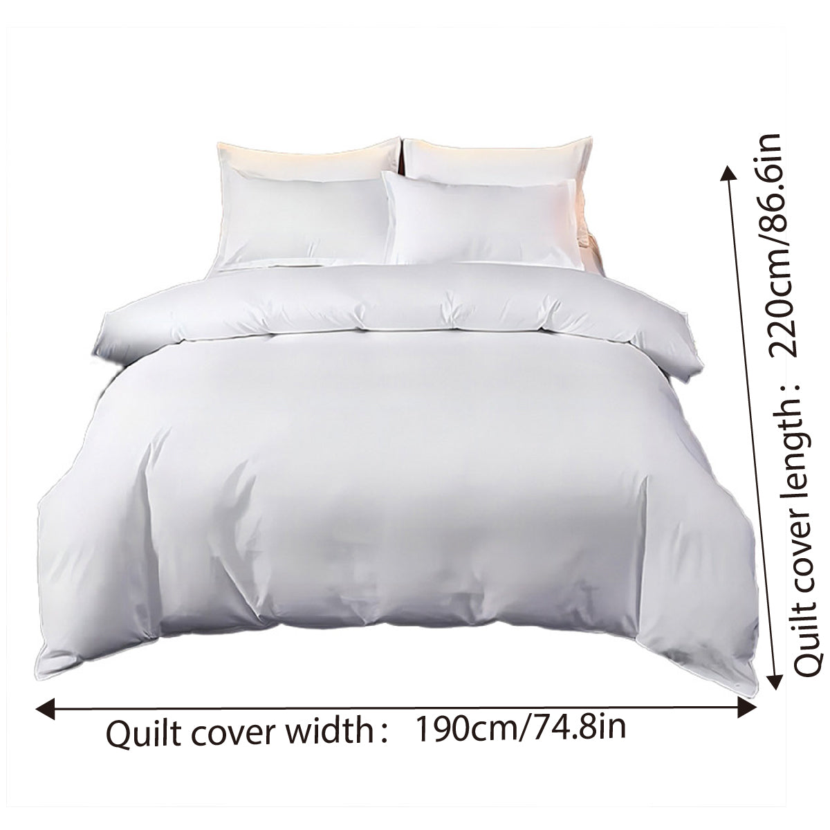 Hotel Quality White Duvet Cover Soft Fabric Bedding Set