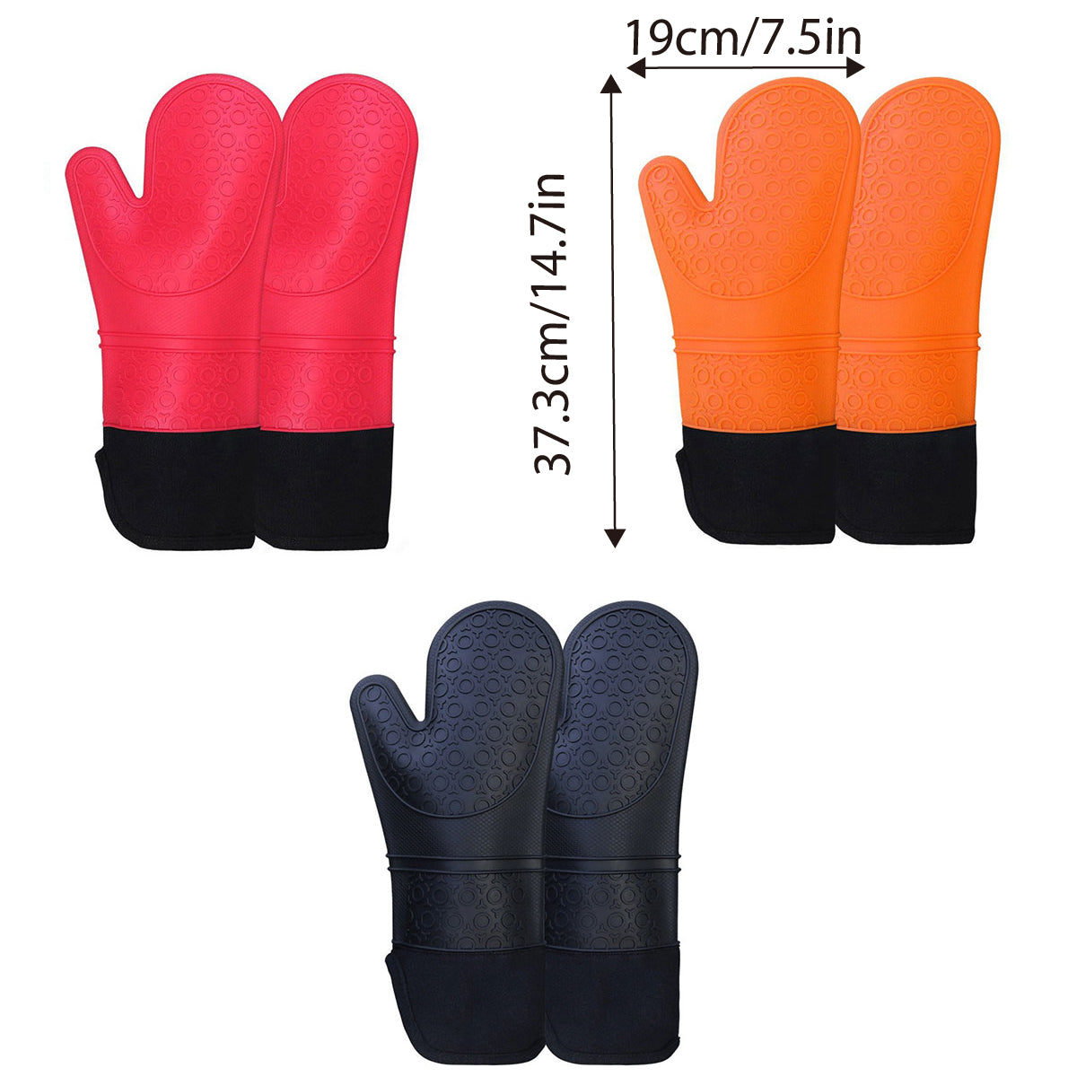 2pcs Insulated Oven Mitts Heat Resistant Gloves for Kitchen Household Use AU