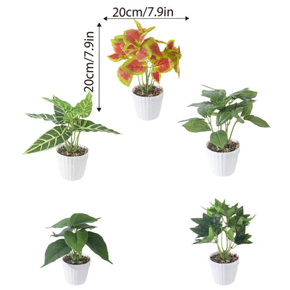 Artificial Small Potted Plant Decoration Faux Bonsai Greenery Indoor Home Decor