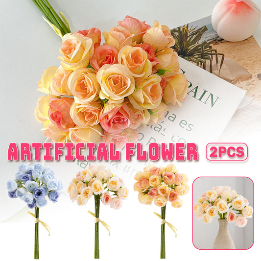 2pcs Artificial Rose Bouquet Valentine's Day Gift Fake Flowers Wedding Decor