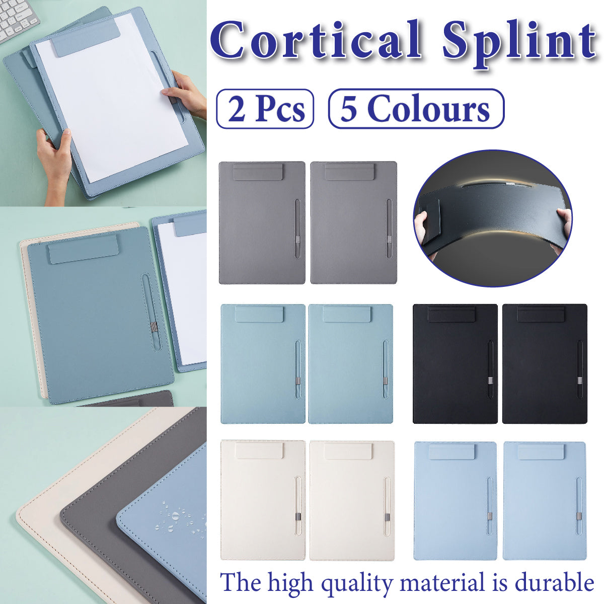 2 Pcs Leather Clipboard Conference File Holder for Hotel Menu