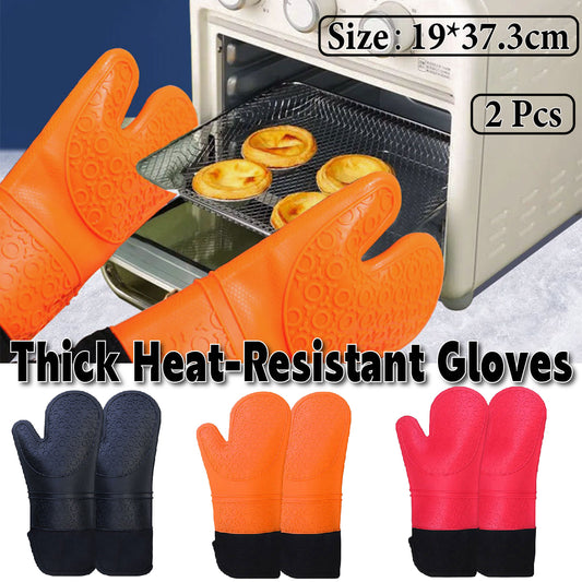 2pcs Insulated Oven Mitts Heat Resistant Gloves for Kitchen Household Use AU