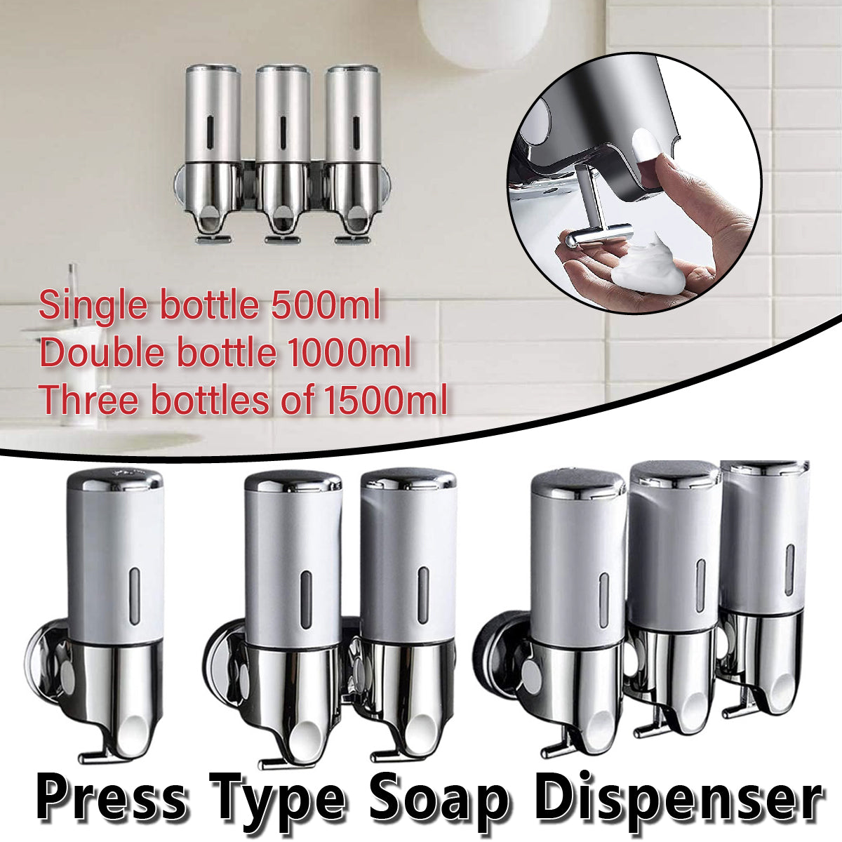 Lever Soap Dispenser Manual Push Shower Gel Hotel Bathroom Use