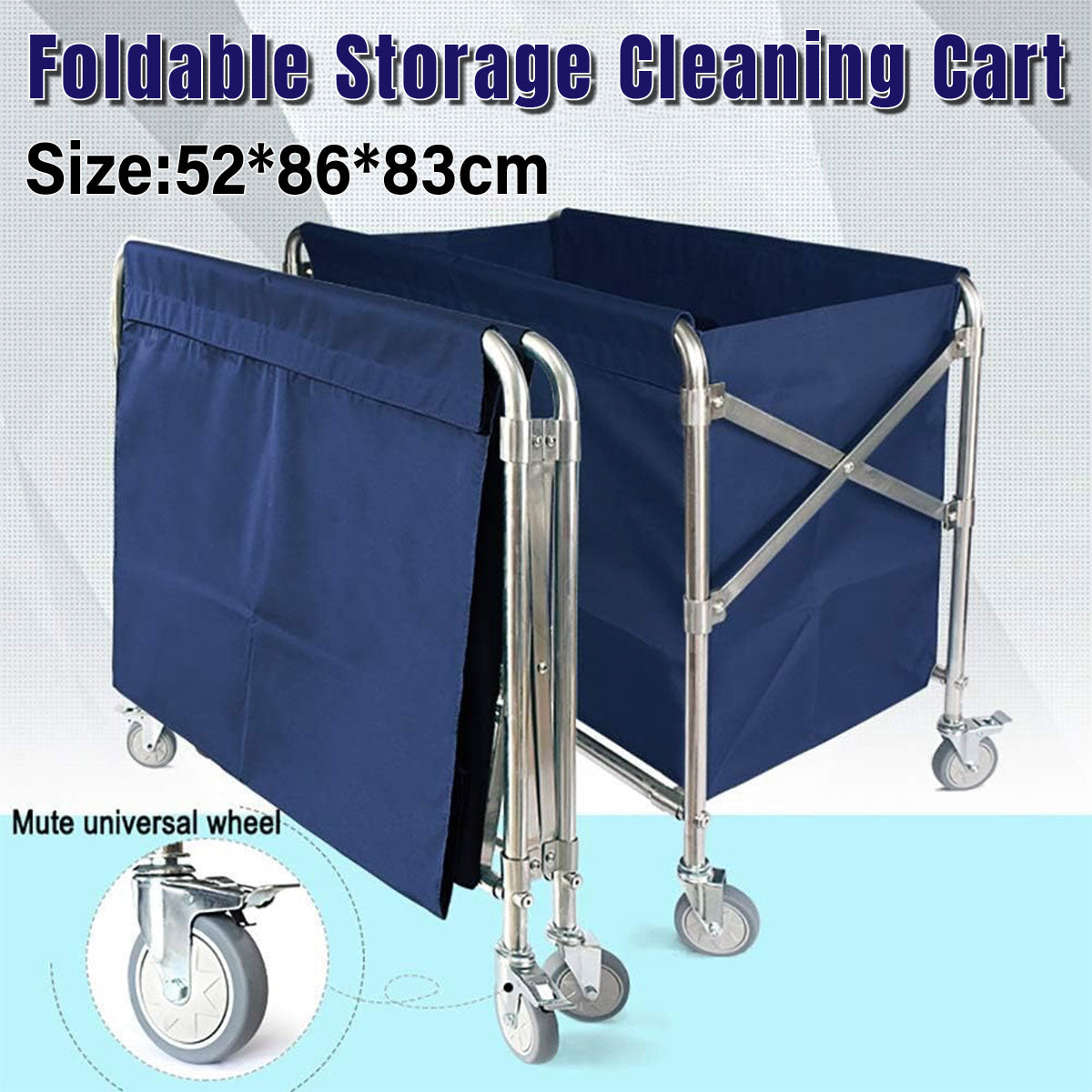 Folding Linen Trolley with Silent Wheels, Dry Wet Sorting