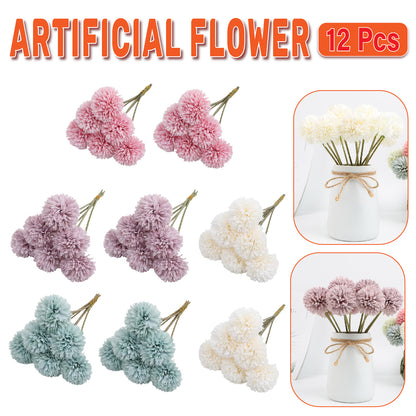 12pcs Artificial Dandelion Fake Flower Simulation Arrangement Desktop Decoration