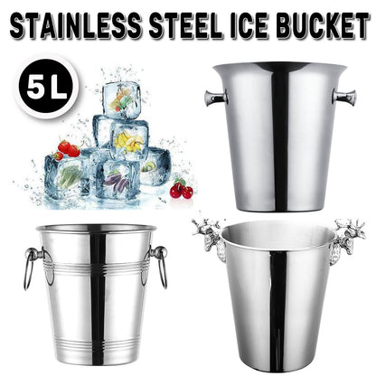 5L Stainless Steel Ice Bucket for Champagne Wine and Bar