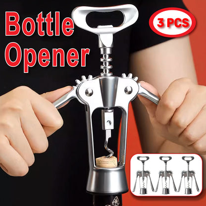 3pcs Red Wine Bottle Opener Corkscrew Set Kitchen Bar Tools for Easy Opening