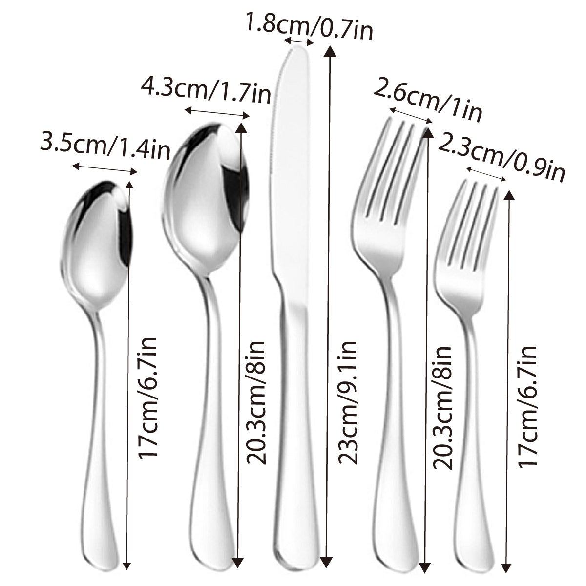 20/40pcs Stainless Steel Cutlery Set Knife Fork Spoon Western Hotel Tableware
