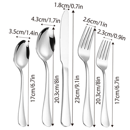 20/40pcs Stainless Steel Cutlery Set Knife Fork Spoon Western Hotel Tableware