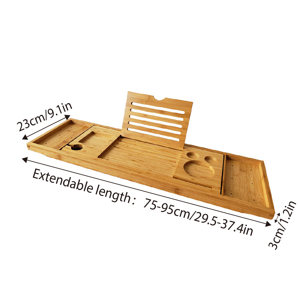 Bathroom Bamboo Bath Caddy Wine Glass Holder Table Tray Bathtub Rack Soap Shelf