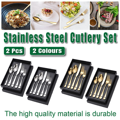 2 Sets Stainless Steel Cutlery 10 Piece Dining Utensils