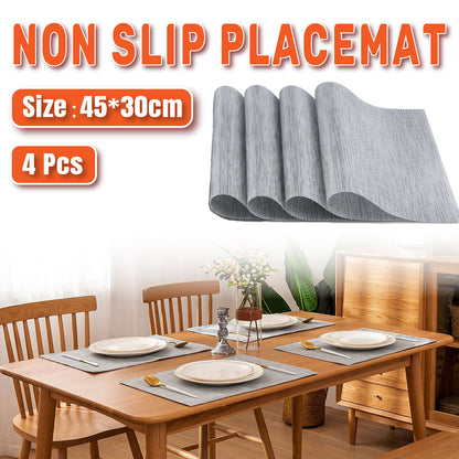 4PCS PVC Braided Placemat Heat Insulation Mat Home Non-slip Waterproof Coaster
