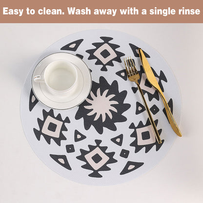 4PCS Bohemian Placemats Round Printed Heat Resistant Easy Clean Dining Mats