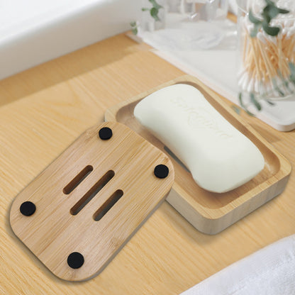 Bamboo Soap Box with Drainage for Bathroom Hotel Use
