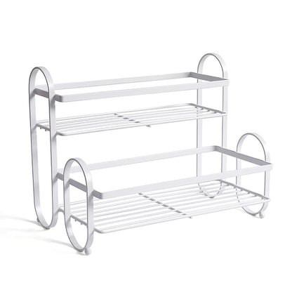 Iron Double Storage Shelf Organiser Durable Metal Rack for Kitchen Bathroom Use