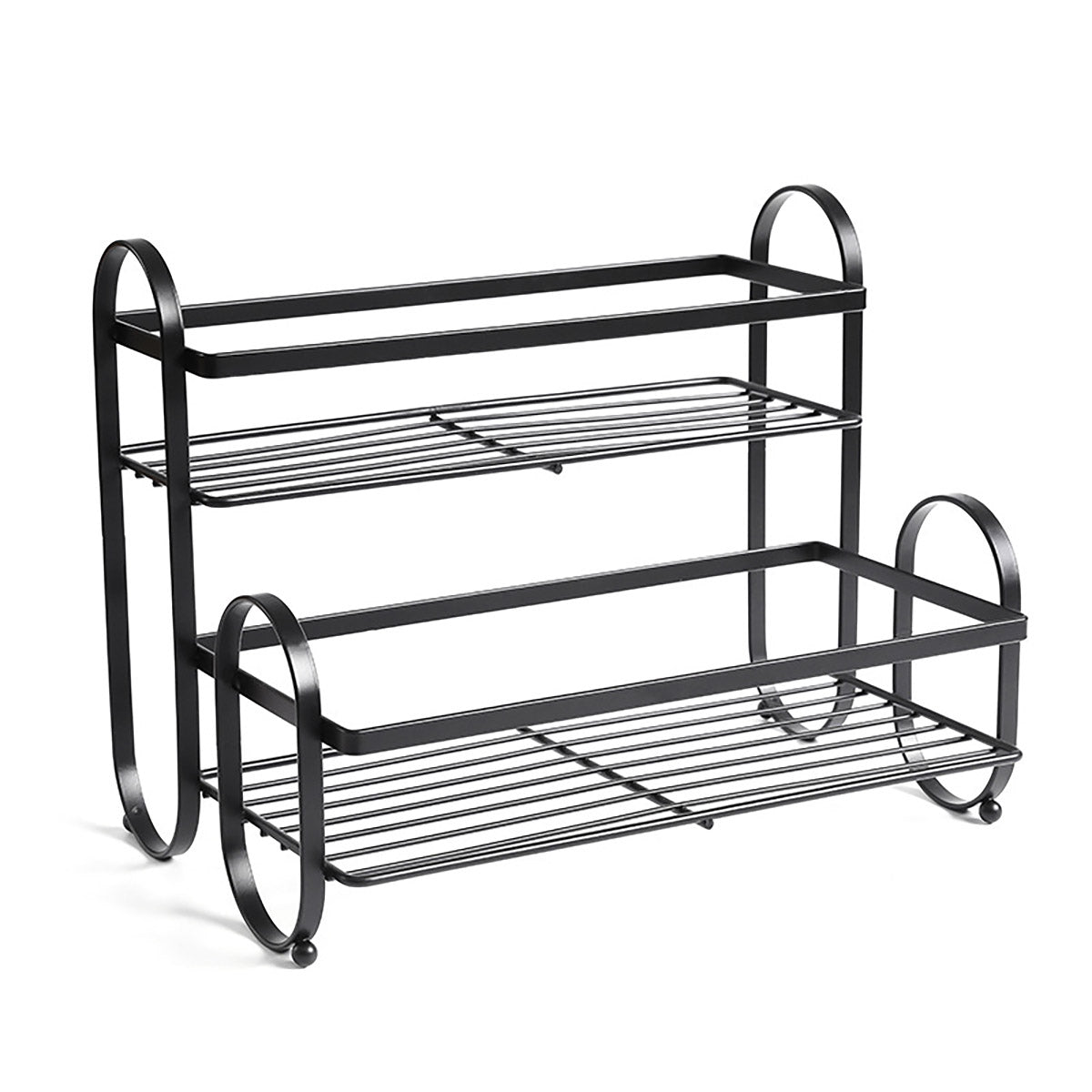Iron Double Storage Shelf Organiser Durable Metal Rack for Kitchen Bathroom Use