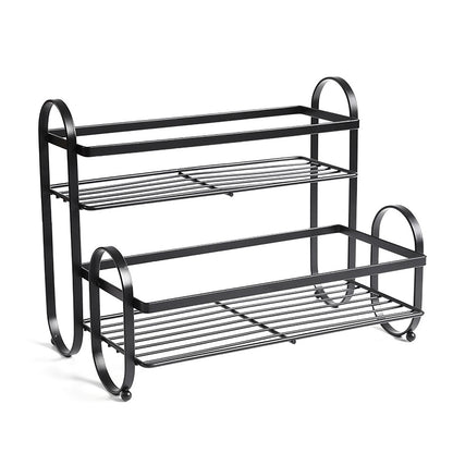 Iron Double Storage Shelf Organiser Durable Metal Rack for Kitchen Bathroom Use