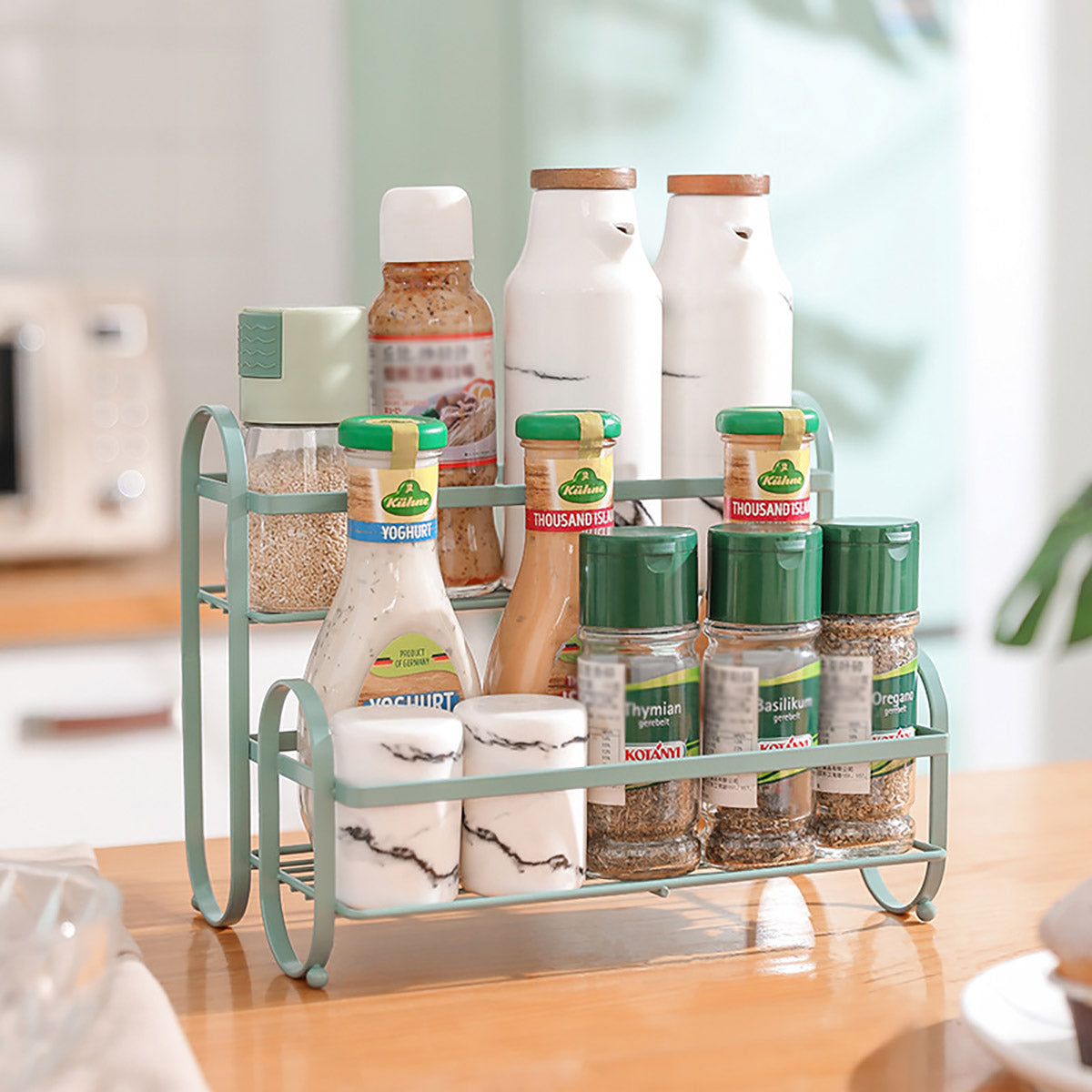 Iron Double Storage Shelf Organiser Durable Metal Rack for Kitchen Bathroom Use
