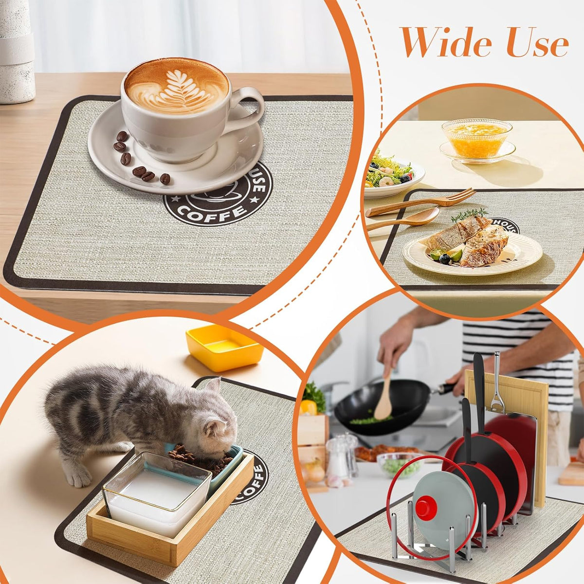 Super Draining Dish Drying Mat Quick Dry Coffee Kitchen Bathroom Tableware Pad