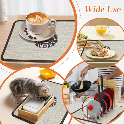Super Draining Dish Drying Mat Quick Dry Coffee Kitchen Bathroom Tableware Pad