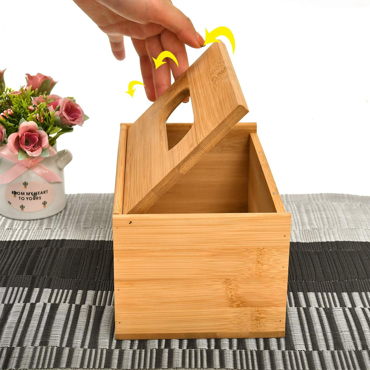 Bamboo Tissue Box Holder Wooden Cover Dispenser for Home and Office
