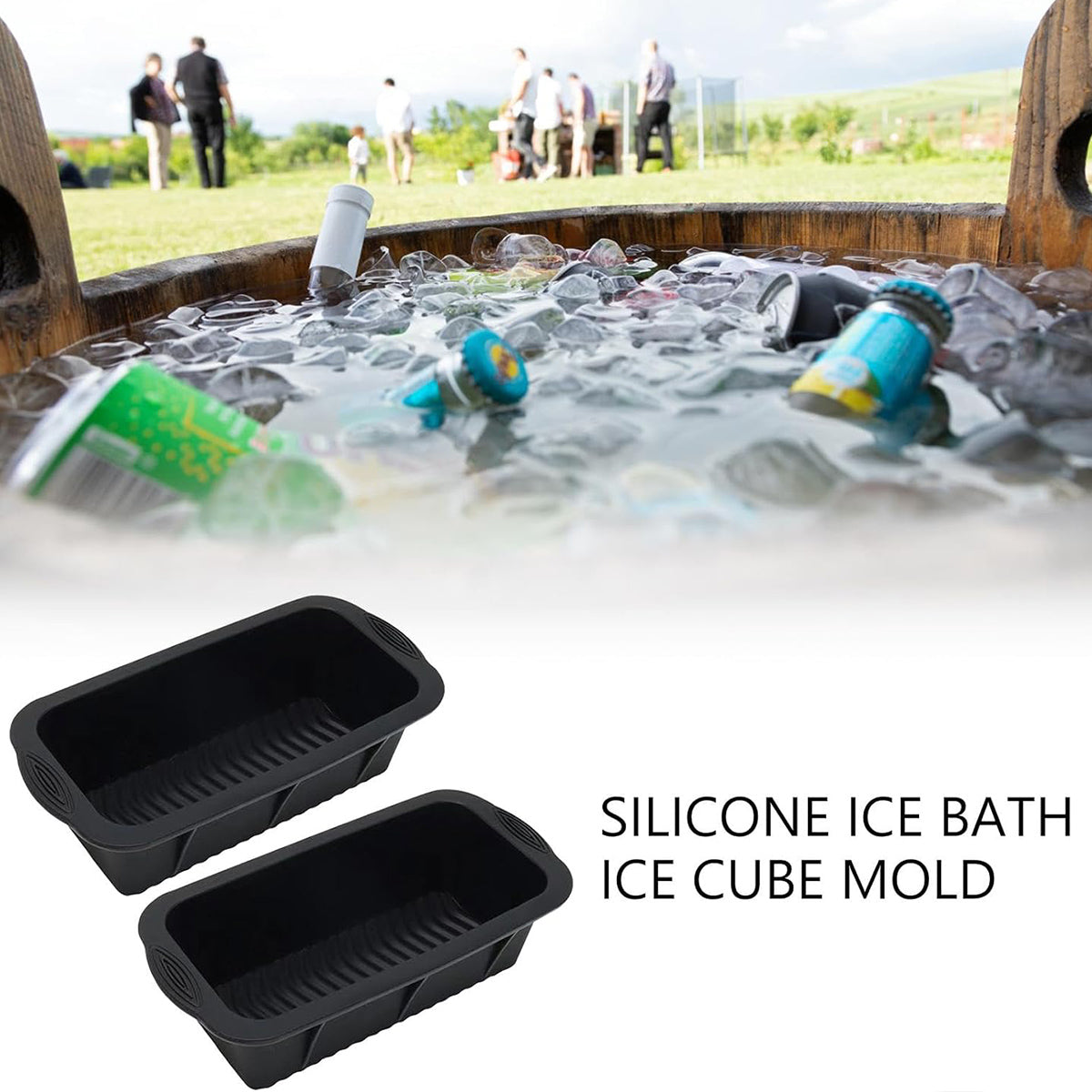 2PCS Reusable Silicone Ice Blocks Large Cube Tray for Drinks and Cocktails AU