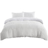3 Pcs Quilt Cover Set with Textured Stripes — White