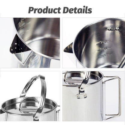 1.2L Stainless Steel Camping Kettle With Riveted Handle for Outdoor Picnic
