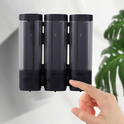 3 Bottle Wall Mount Bathroom Soap Dispenser in Black