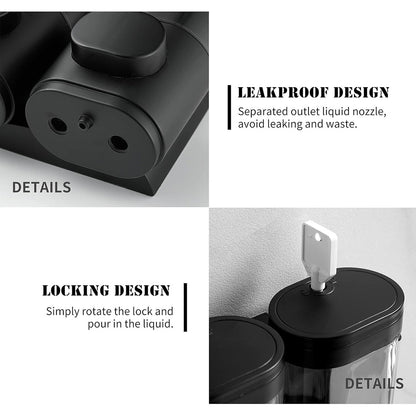 3 Bottle Wall Mount Bathroom Soap Dispenser in Black