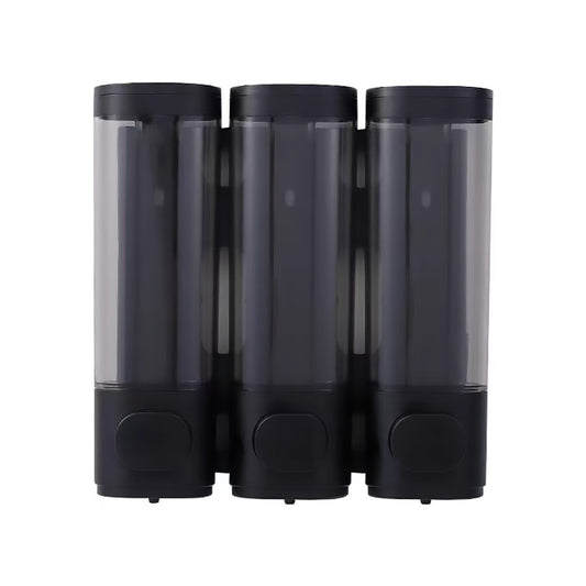 3 Bottle Wall Mount Bathroom Soap Dispenser in Black