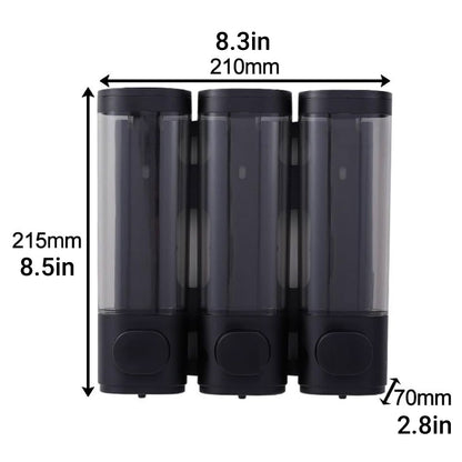 3 Bottle Wall Mount Bathroom Soap Dispenser in Black