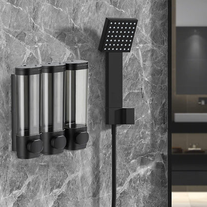 3 Bottle Wall Mount Bathroom Soap Dispenser in Black
