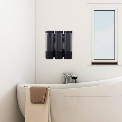3 Bottle Wall Mount Bathroom Soap Dispenser in Black