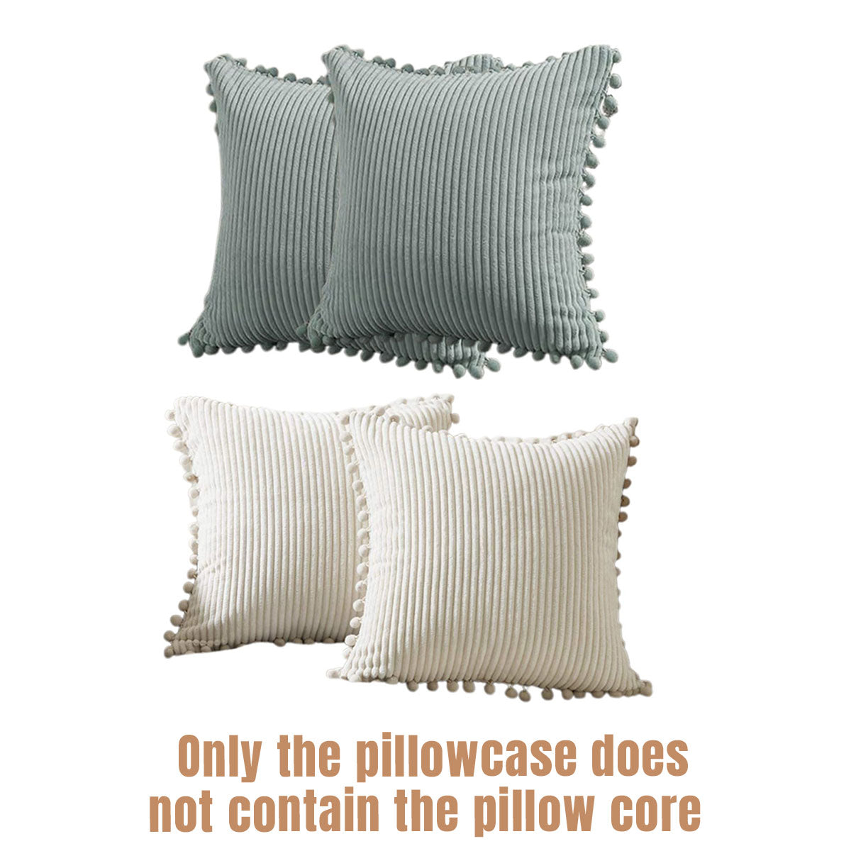2PCS Corduroy Pillow Cover Luxury Decorative Cushion Case for Sofa Living Room