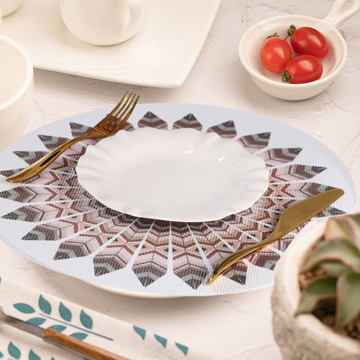4 Pcs Round Placemats with Geometric Pattern