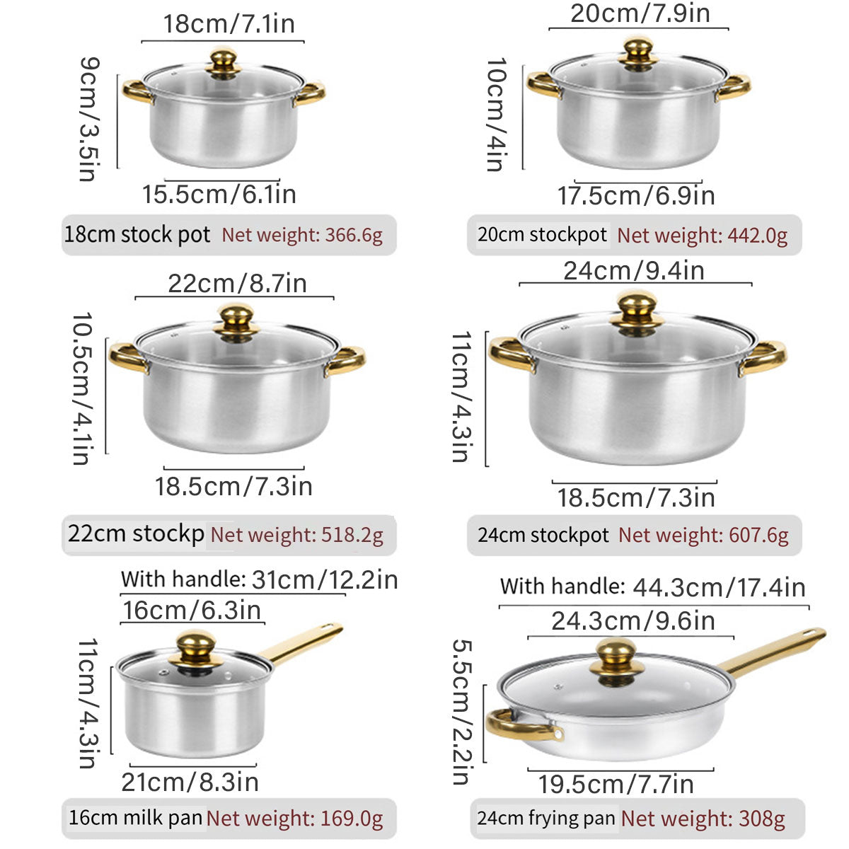 12pcs Stainless Steel Cookware Set Pots and Pans Kitchen Cooking Utensil Set