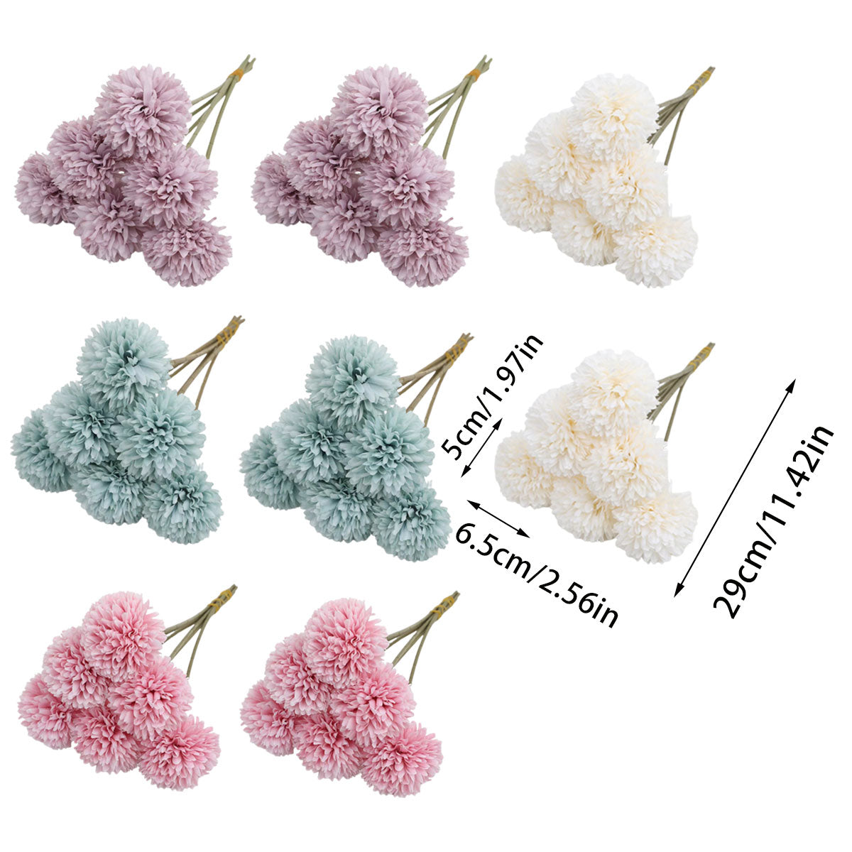 12pcs Artificial Dandelion Fake Flower Simulation Arrangement Desktop Decoration