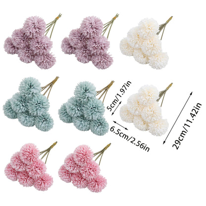 12pcs Artificial Dandelion Fake Flower Simulation Arrangement Desktop Decoration