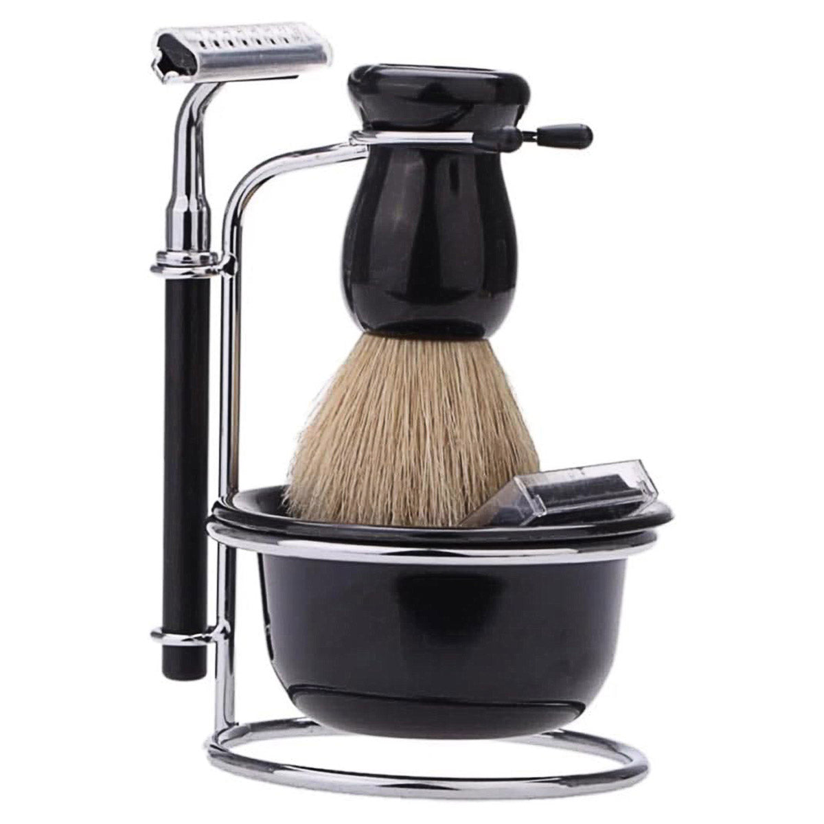 5 Piece Shaving Kit Set with Safety Razor Brush Stand Bowl