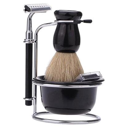 5 Piece Shaving Kit Set with Safety Razor Brush Stand Bowl