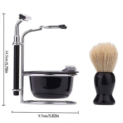 5 Piece Shaving Kit Set with Safety Razor Brush Stand Bowl