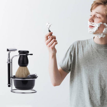 5 Piece Shaving Kit Set with Safety Razor Brush Stand Bowl
